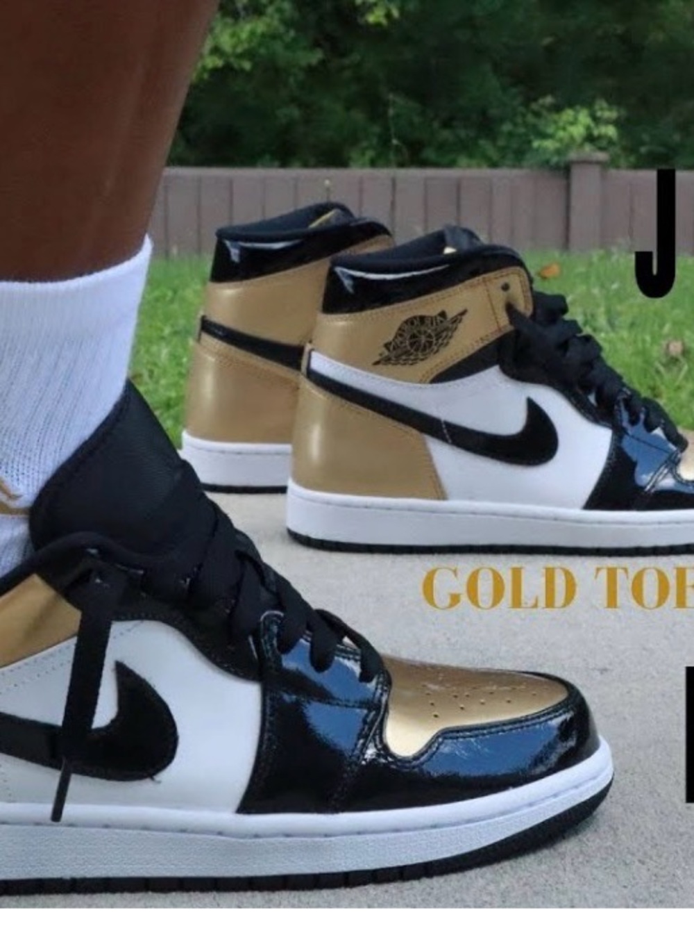 Nike Men's Air Jordan 1 High Top Sneakers - Gold/Black/White